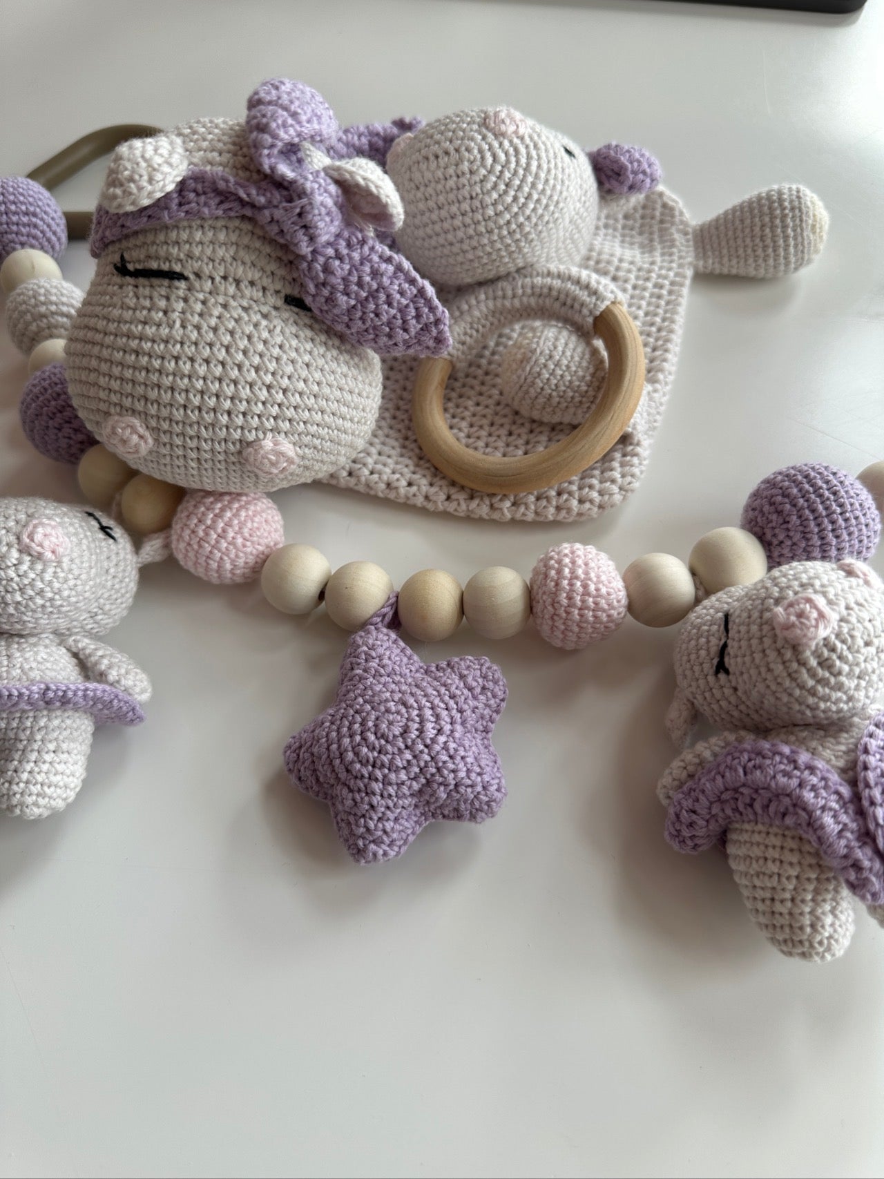 Dreamy Hippo Gift Set (Comforter + Rattle + Stroller Chain)
