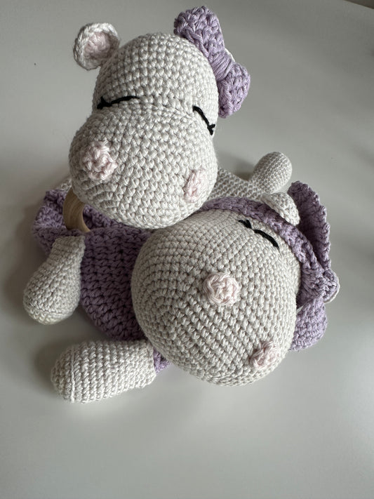 Hippo Snuggle Set (Comforter + Rattle)